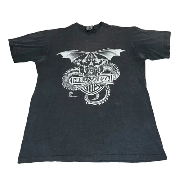 Vintage 1988 Harley Davidson Gargoyle Devil Dragon Serpent Shirt RARE